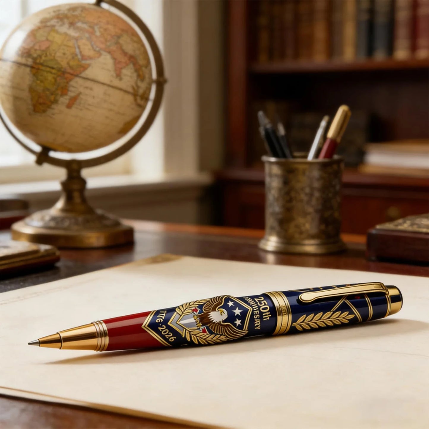 250th Anniversary Commemorative Ballpoint Pen 1776-2026 Patriotic Engraved Gel Pen for Men Lawyers History Buffs Gift Souvenir