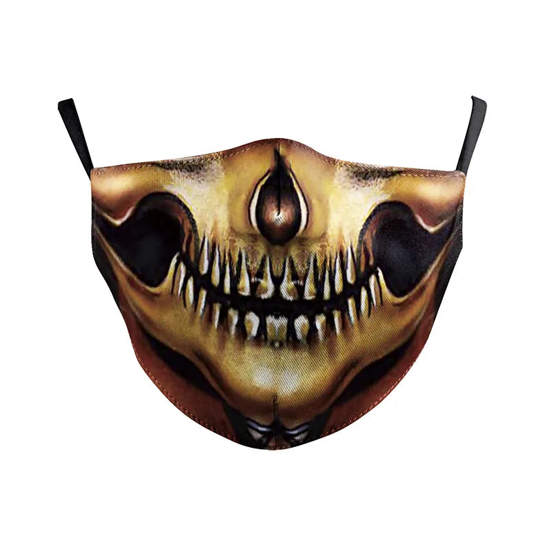 3D Printed Horror Skull Pattern Mask Ghost Zombie Half Face Masks Unisex Adjustable Party Mascara Halloween Carnival for Adult