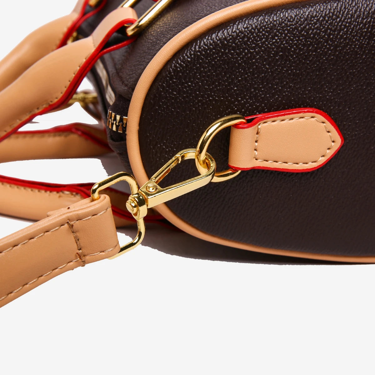 Vintage Brown PU Leather Boston Bag Women's Lightweight Small Crossbody Bag Luxury Designer Handbag Shoulder Bags for Phone