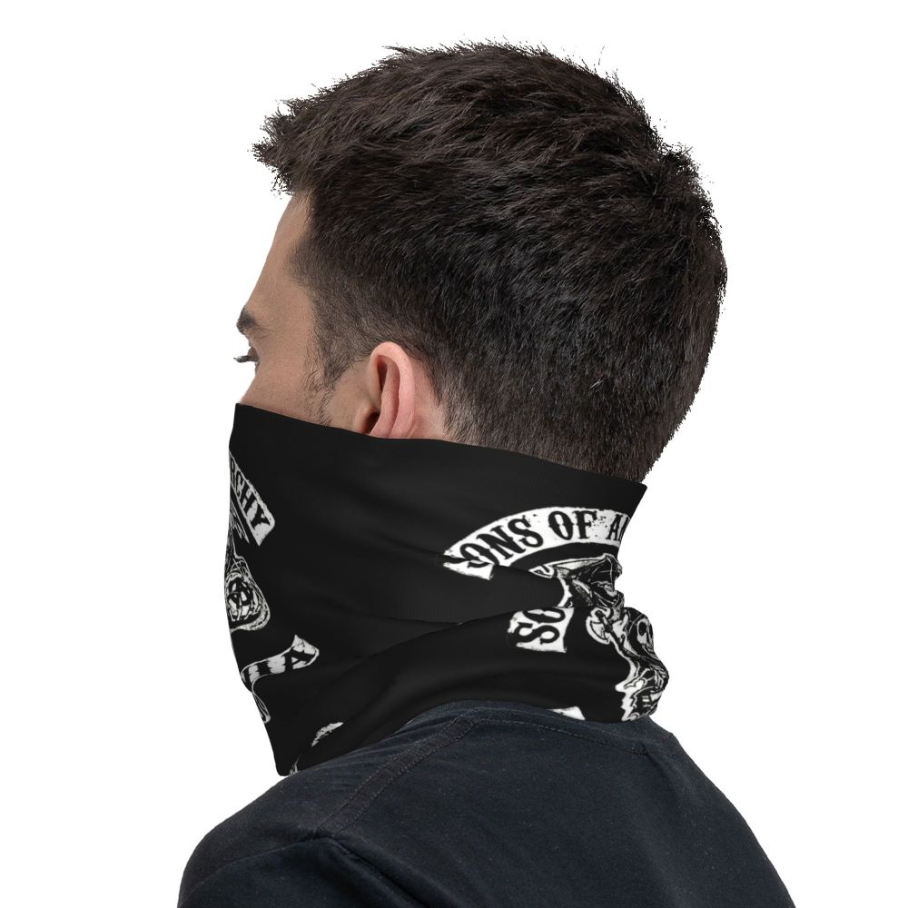 Custom 1 Percenter Essential Sons Bandana Neck Gaiter for Ski Camping Men Women Wrap Scarf TV Show Anarchy Headband Warmer