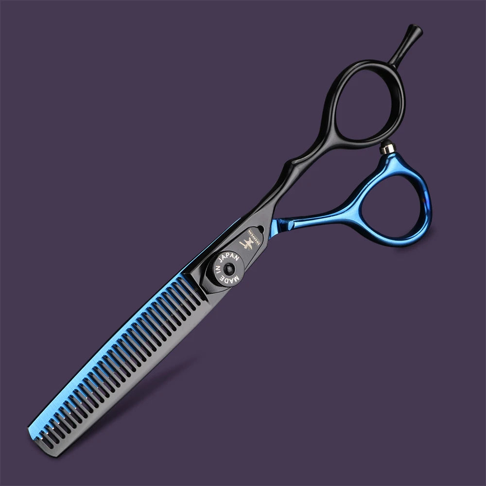 Spring clip screw double color hair scissors 6 inch 9cr18 steel barber cutting scissors and thinning scissors