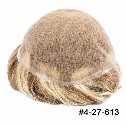 French Lace Wigs for Men Bleach Knots Lace Front Toupee Man Wig Full Lace Male Hair Prosthesis Natural Human Hair Lace Men's Wig