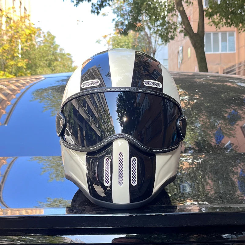 ORZ NEW Motorcycle FBR Full Face Retro Helmet Tokyo Style Motorcycle Casco Moto Japan TT Helmets Fiberglass With Clear Visor