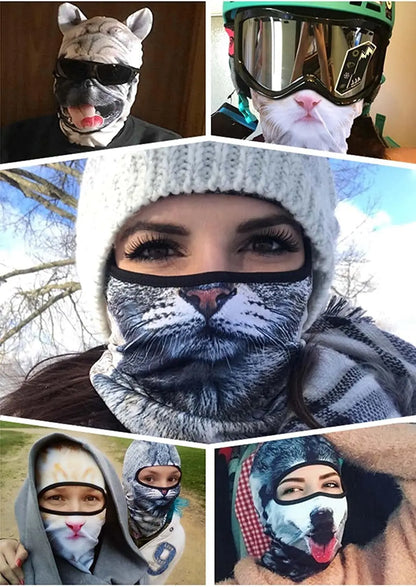 3D Animal Balaclava Bicycle Cycling Ski Hats Party Cat Dog Full Face Mask Funny Neck Gaiter Windproof Soft Animal with Ears Hats