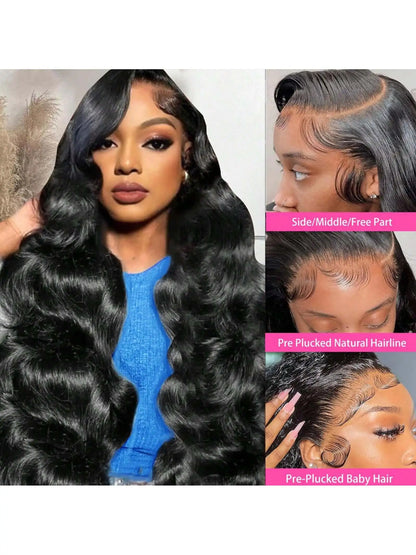 8-40 Inch 200% Density Body Wave Human Hair Lace Frontal Wigs 13x4 13×6 Lace Front Wigs Pre Plucked Glueless Lace Frontal Wigs