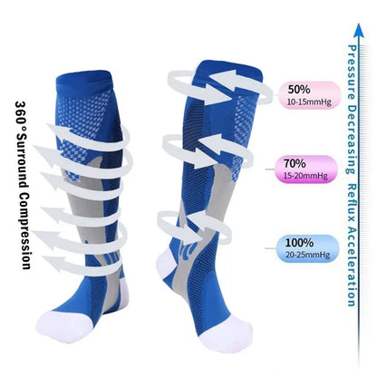 3/6/7 Pairs Compression Socks Women Medical Edema Running Socks Men Knee Length Cycling Socks  Football Basketball Outdoor trave