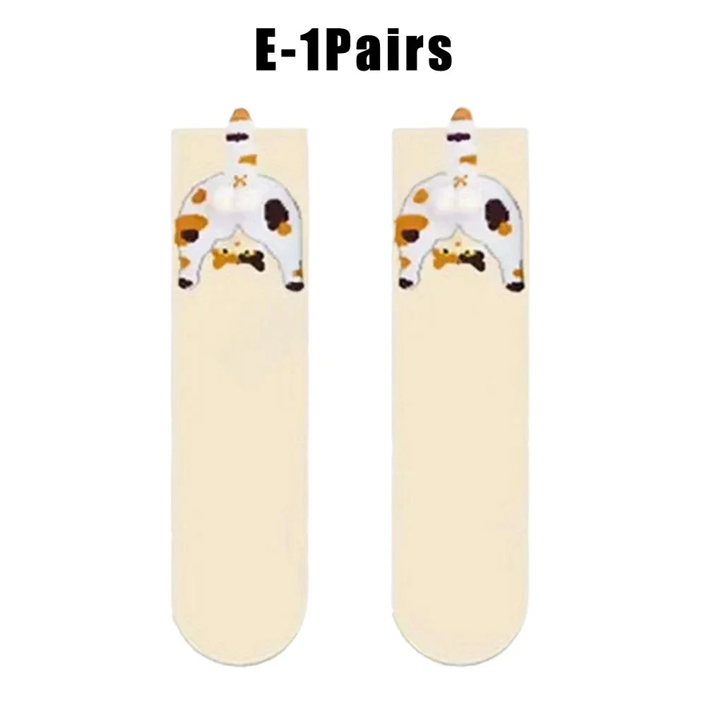 Cute Cat Socks with Balls Funny Cotton Socks Breathable Soft Cotton Socks Girl Women Socks Novelty Gifts for Cat Lovers