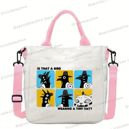 Y2K Anime Cartoon Print Women Canvas Strap Shoulder Bag Fashion Cartoon Anime Crossbody Bags Student Teenage Handbags