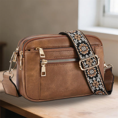 casual Shoulder Bags Women Zipper Stylish PU Texture black white brown Crossbody Bag for women 2025