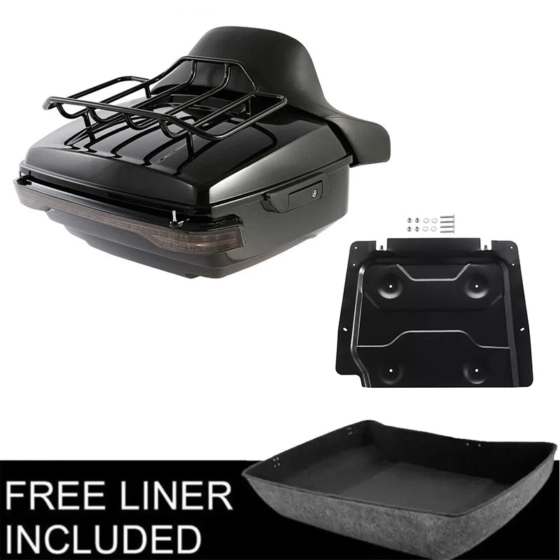 Motorcycle King Trunk Pad Top Rack LED Brake Light For Harley Touring Road Glide 2014-2025