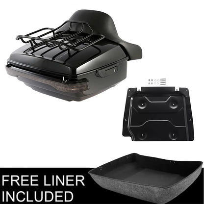 Motorcycle King Trunk Pad Top Rack LED Brake Light For Harley Touring Road Glide 2014-2025
