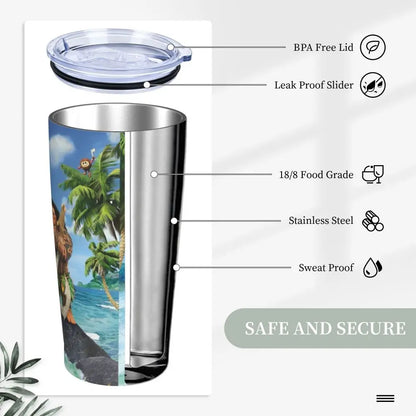 Moana and Pua Cartoon Movie Insulated Tumbler with Straws Stainless Steel Coffee Mugs Double Wall Car Bottle Cups 20oz