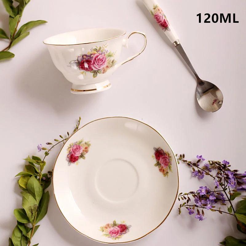 Noble Ceramic Teapot 500ML Teacup 120ML Pink Camellia Coffee Pot Home High Grade Porcelain Kettle Jug Party Cafe Teaware Tea Pot