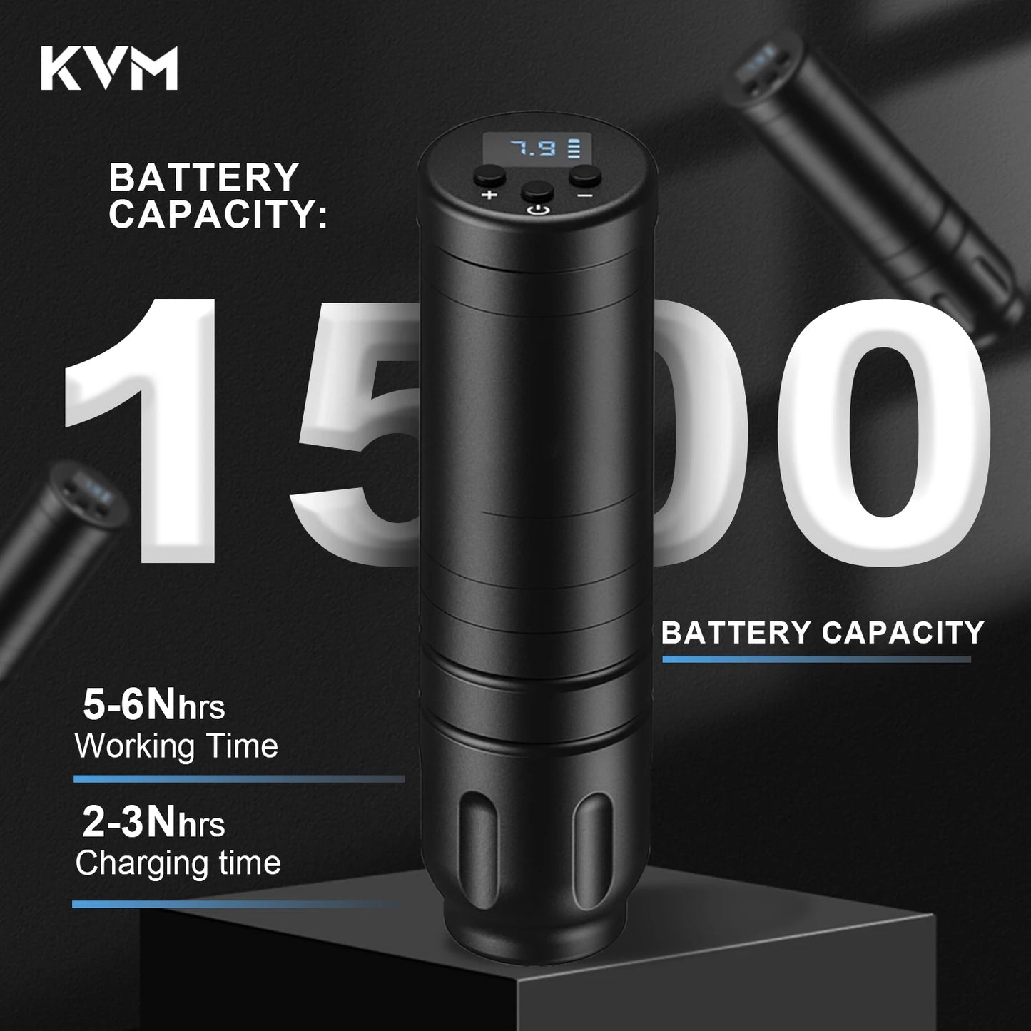 KVM Wireless Tattoo Machine Pen 1500mah Battery 6 Hours Life 3.8mm Stroke Cordless Tattoo Machine Pen Tattoo Accessories