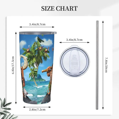 Moana and Pua Cartoon Movie Insulated Tumbler with Straws Stainless Steel Coffee Mugs Double Wall Car Bottle Cups 20oz