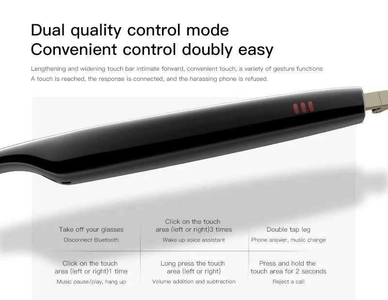 SENBONO Smart Glasses Bluetooth Call Volume Control Music Control Camera Control Built-in Microphone Sunglasses for Men Women