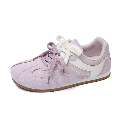 Women's Casual Shoes Suede Leather Training Shoes for Women 2026 Patchwork Retro Sneakers Ladies Casual Flat Heels Walking Shoes