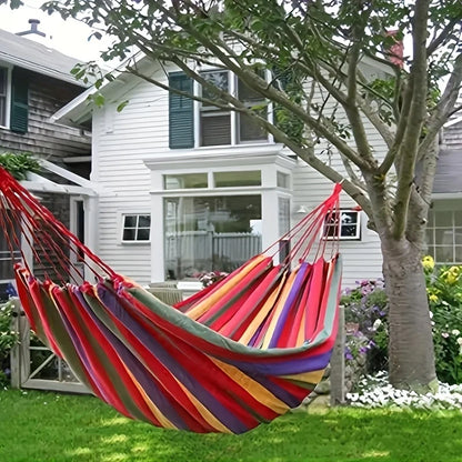 Outdoor Camping Essential 1 Portable Woven Canvas Hammock with Storage Bag Anti Rollover Indoor Outdoor for Patio Garden Camping