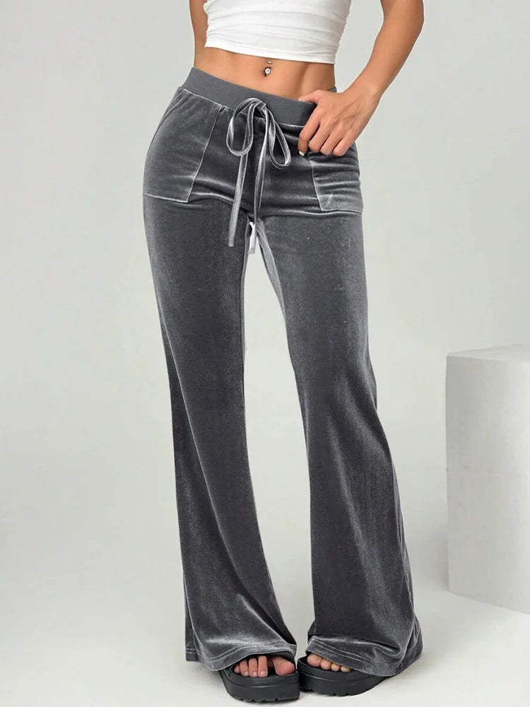 2025 autumn and winter women's micro flared pants slim fit and slimming casual flared pants velvet pants