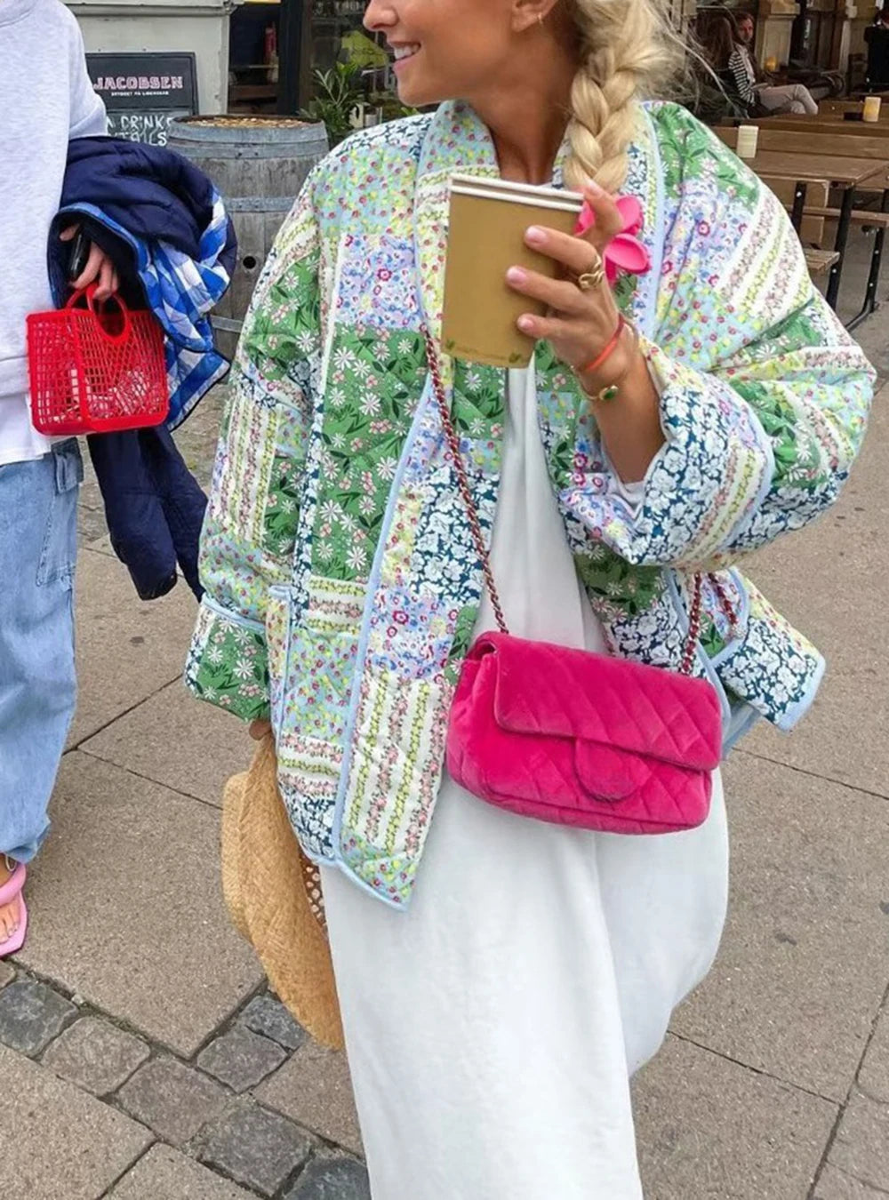 Women's Cotton Jacket Autumn And Winter New Floral Patterns Cardigan Cotton Jacket Elegant Ladies Street Shoot Women's