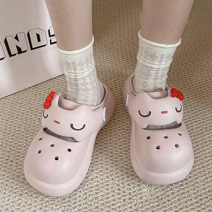 Women Fashion Platform Clogs Cute Cartoon Rabbit Summer Shoes Female Indoor Street Slippers Soft EVA Girls Daily Walking Sandals