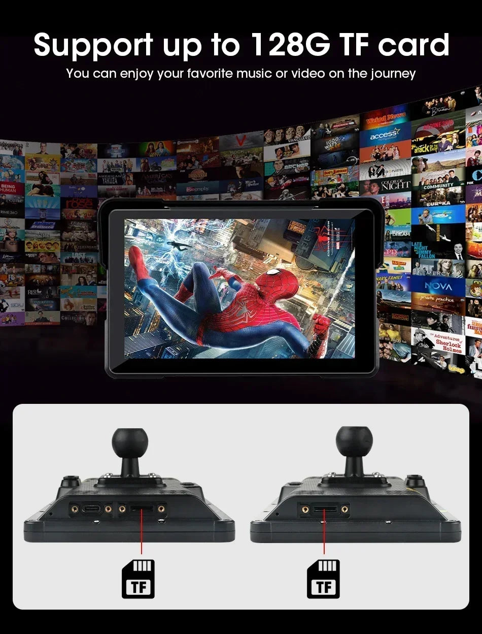 7 inch Portable Motorcycle Navigation Support 2K Camera  IPX7 Waterproof LCD Display For Wireless CarPlay Android Auto