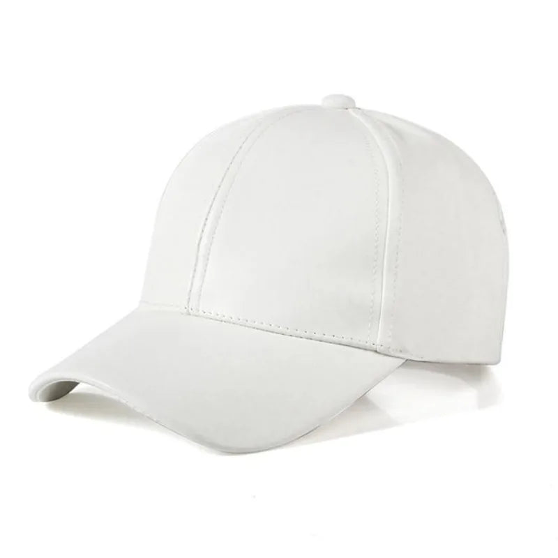 1PC Unisex Solid Men Women Baseball Cap PU Leather HIP HOP Snapback Caps Hats for Men Baseball Caps Black Adjustable Hat