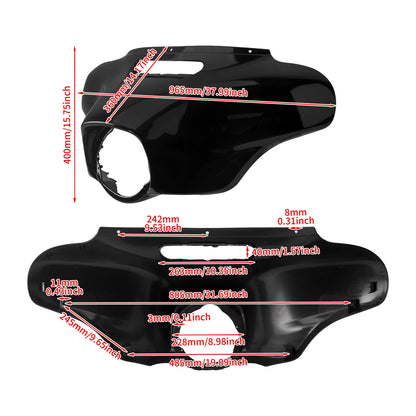 Motorcycle Front Headlight Fairing With LED Light Batwing Outer Cowl Cover For Harley Touring Street Electra Glide Ultra 2014-24
