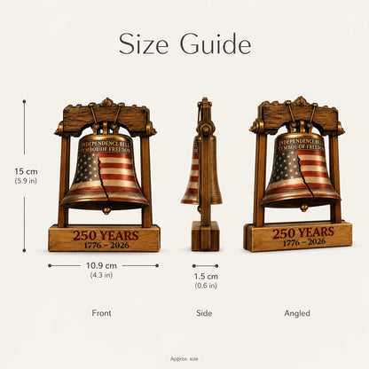 1 Piece American 250Th Anniversary Liberty Bell Wooden Desktop Decoration, Patriotic Independence Day Desktop Ornament, 1776-2026 Liberty Bell Woodworking Craft Emblem, Suitable for Home, Office, Bookshelf, and Party Decorati