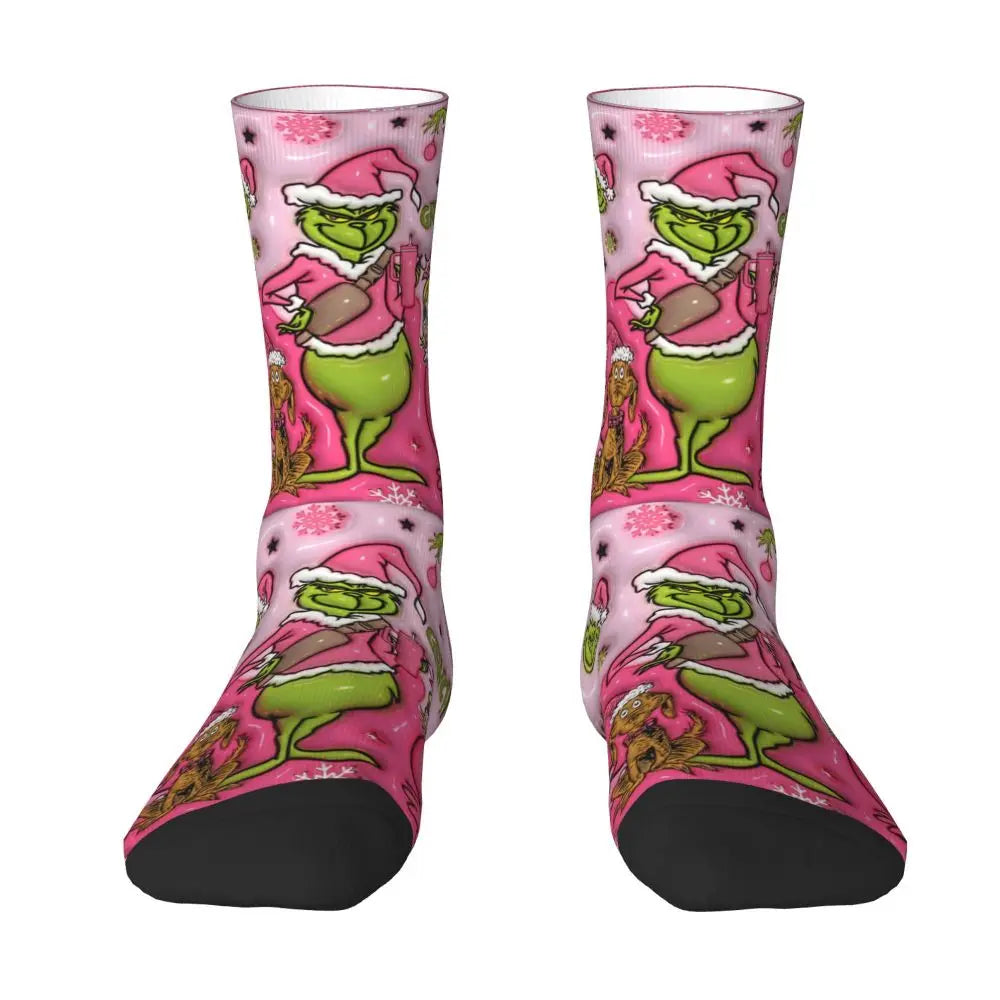 Cartoon Grinchh Xmas Socks Men's Women's Funny Happy Christmas Socks Hip Hop Spring Summer Autumn Winter Socks Gift