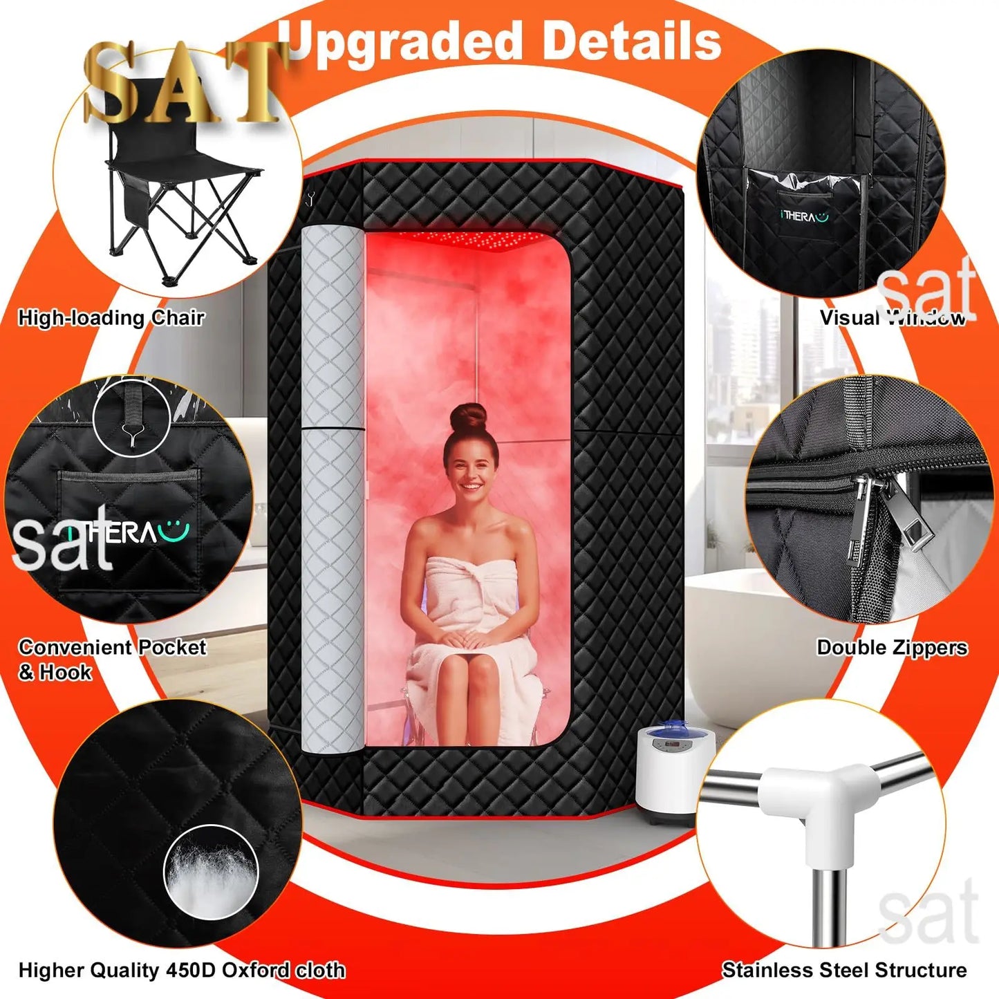 For Salle De Sauna Spa Tubs &  Rooms Indoor Outdoor Infrared Portable Tent Sauna Heater Kit with Control Panel