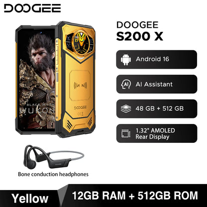 DOOGEE S200 X 5G Rugged Phone 48GB 512GB Dimensity 7050 6.72” FHD+120Hz 10100mAh 100MP Camera Android 16 NFC Smartphone
