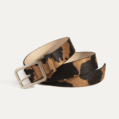 Newest 2.9cmX100cm Wide woman Square buckle Belt dairy cattle Striped Print Ladies Dress Belt Clothing accessories decoration