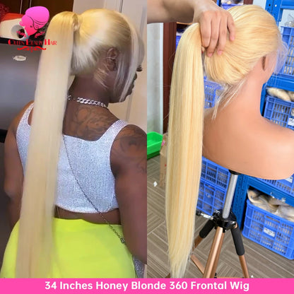 38 Inches 220 Density 360 Lace Frontal Wigs Straight Lace Frontal Wig 13x4 13x6 Blonde 613 Lace Front Human Hair Wigs For Women