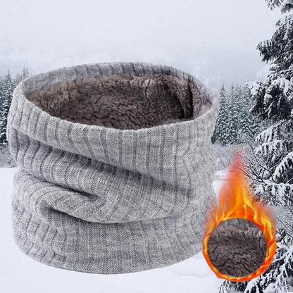 Winter Scarf for Men Fleece Ring Bandana Knitted Warm Solid Scarf Women Neck Warmer Thick Cashmere Hot Handkerchief Ski Mask