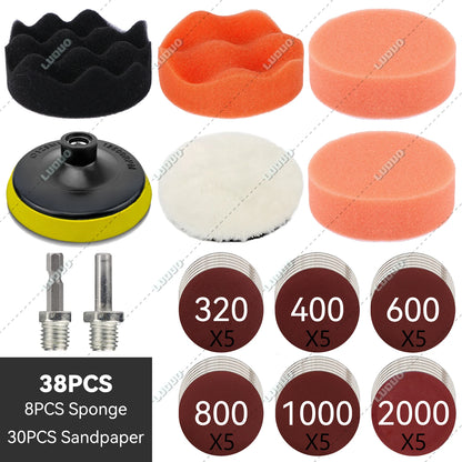 3/4/5/6 inch Car Detailing Polishing Buffing Sponge Wool Pad Headlight Restoration Sandpaper For Sanding Waxing Cleaning Washing