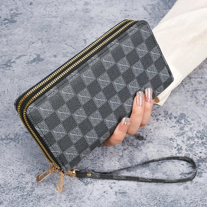 Wallet female long large-capacity coin purse double zipper women's clutch bag multifunctional mobile phone bag coin purse bag fe