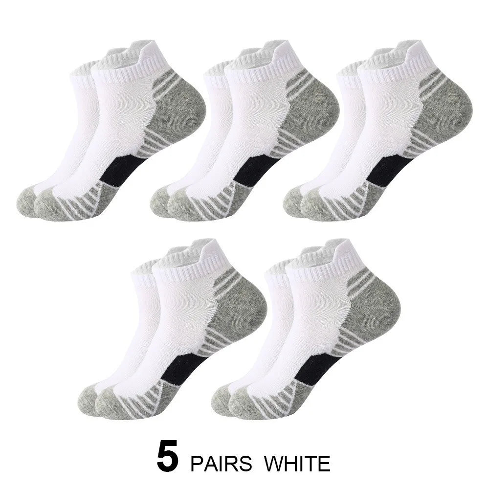 5 Pairs Men's Four Season Cotton Breathable Sports Socks Set Male Sport Ankle Socks Basketball Running Socks For Men