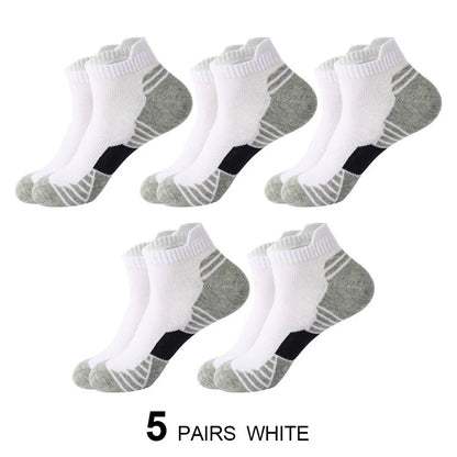 5 Pairs Men's Four Season Cotton Breathable Sports Socks Set Male Sport Ankle Socks Basketball Running Socks For Men