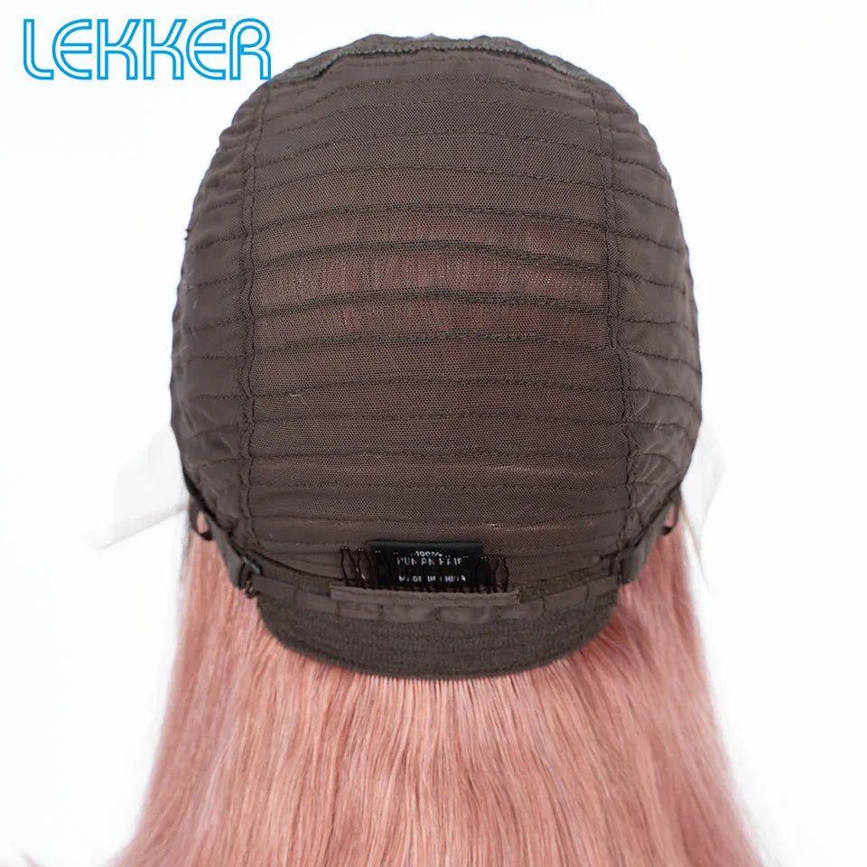 100% Human Hair Wigs Highlight Brown Long Pixie Straight Bob Middle Part lace Front For Women Brazilian Remy hair Glueless Wigs