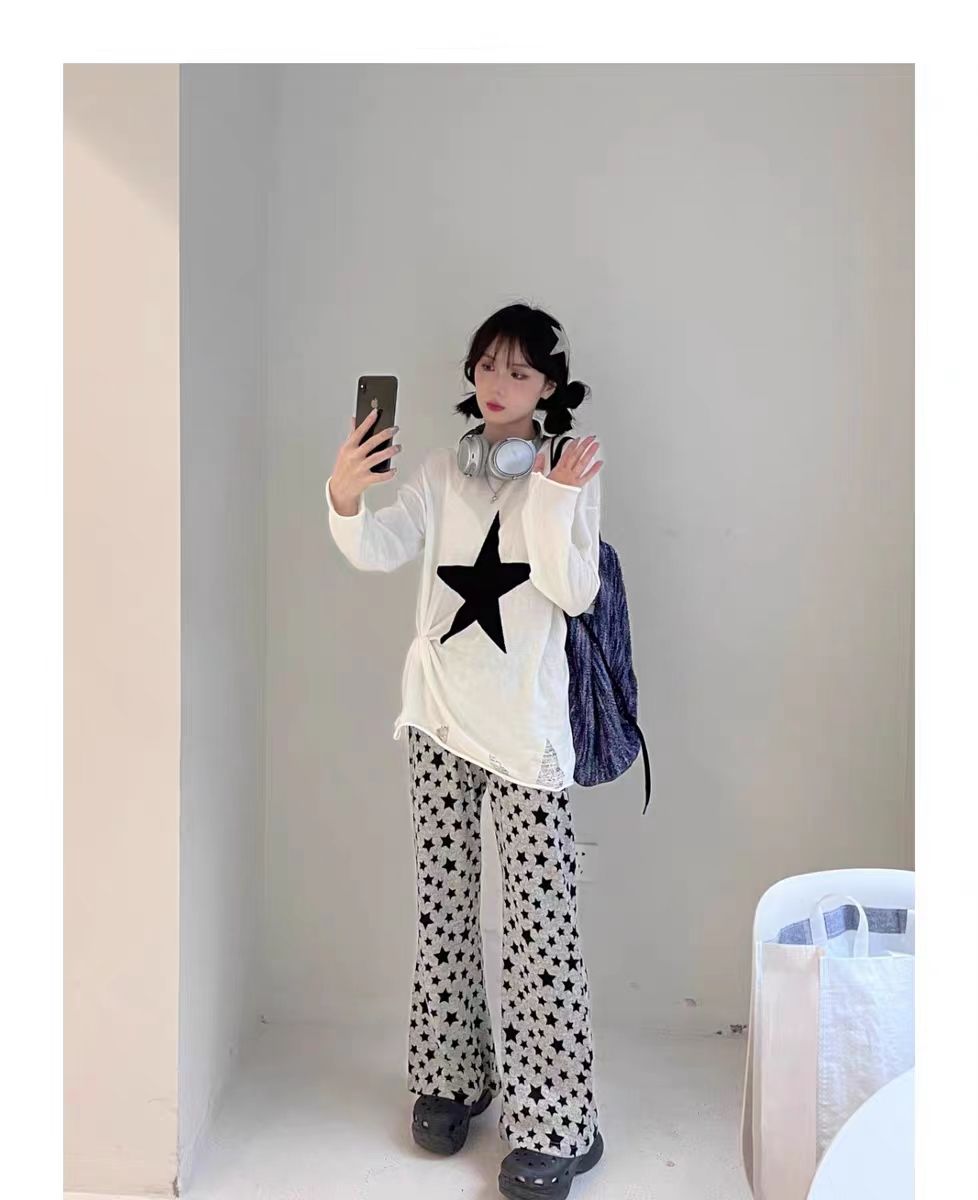 American Retro Flared Pants Women Summer High Waist Thin Full-Length High Street Hip-hop Casual Y2k Trousers Streetwear Female