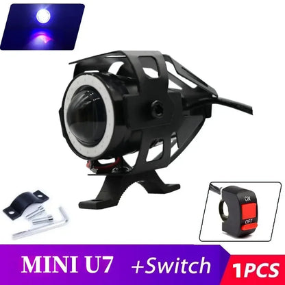 Super Bright Mini LED Motorcycle Headlight Work Light Angel Eye Headlamp Fog Spotlights Driving Lamp with ON/OFF Switch