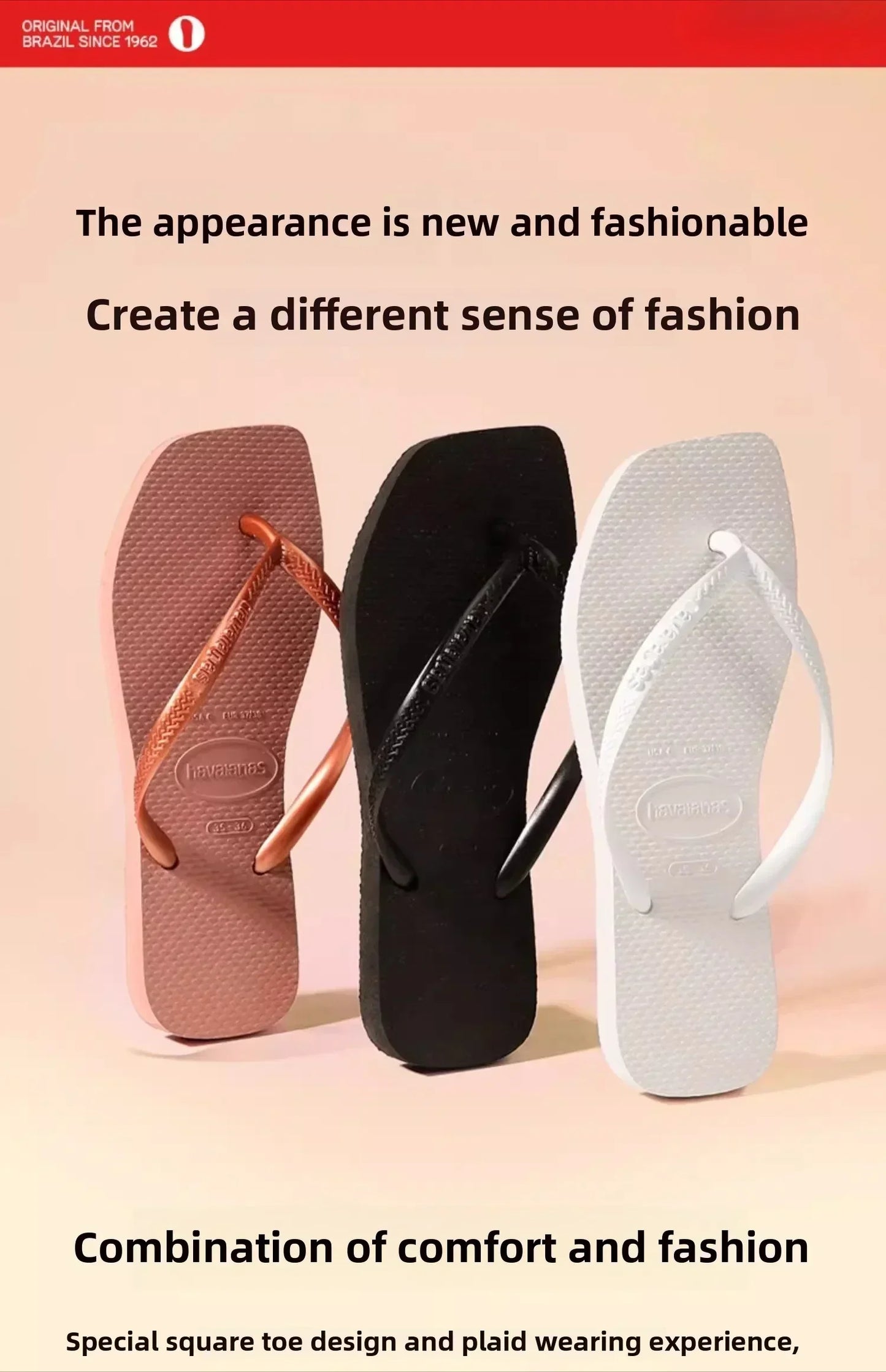 2025 Summer New Women's Square Toe Rubber Flip Flops Luxury Casual Outdoor Beach Sandals Size 35-42 Women's Shoes
