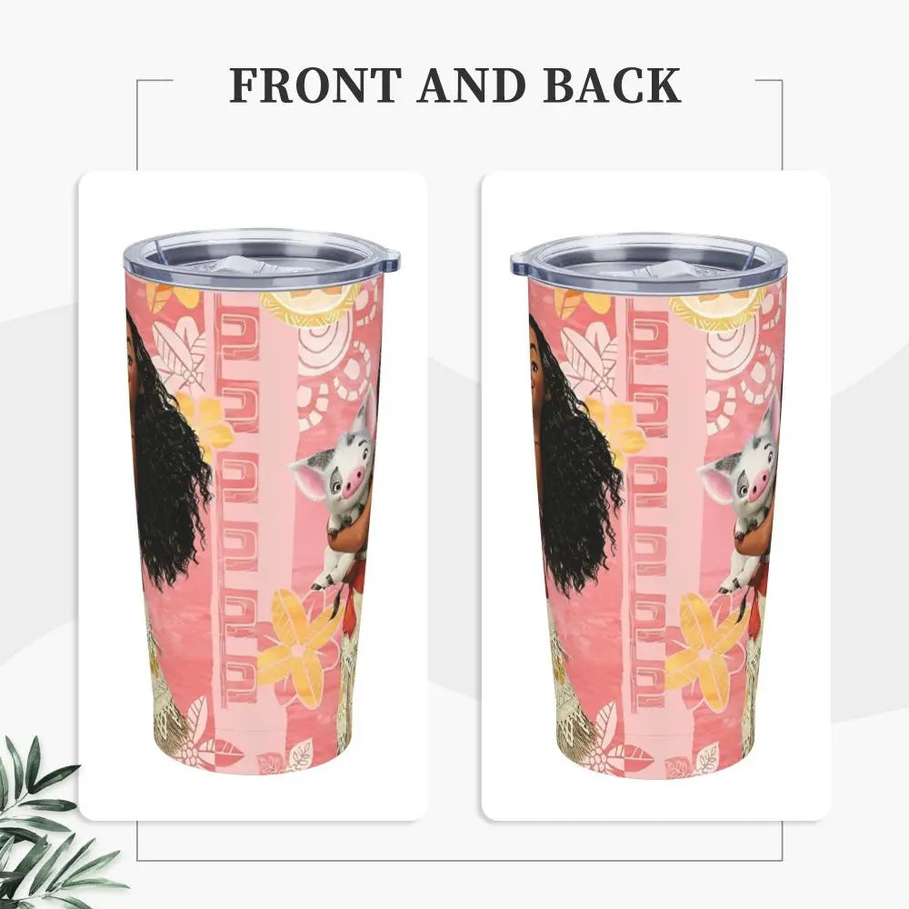 Moana and Pua Cartoon Movie Insulated Tumbler with Straws Stainless Steel Coffee Mugs Double Wall Car Bottle Cups 20oz