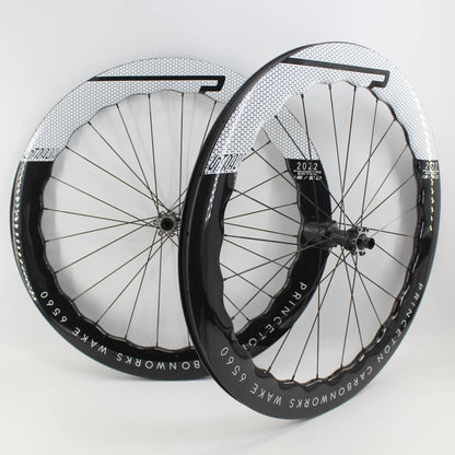 New 700C 65mm wave Road Bike UD Full Carbon Fibre Bicycle Thru Axle Center lock Disc brake Wheelset clincher tubeless rims 25mm