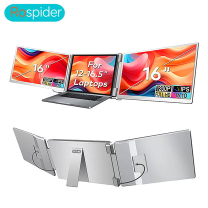 Portable LCD FHD IPS Gaming Backlit External Monitor High-Definition Dual Triple Screen Extender for Productivity Rospider
