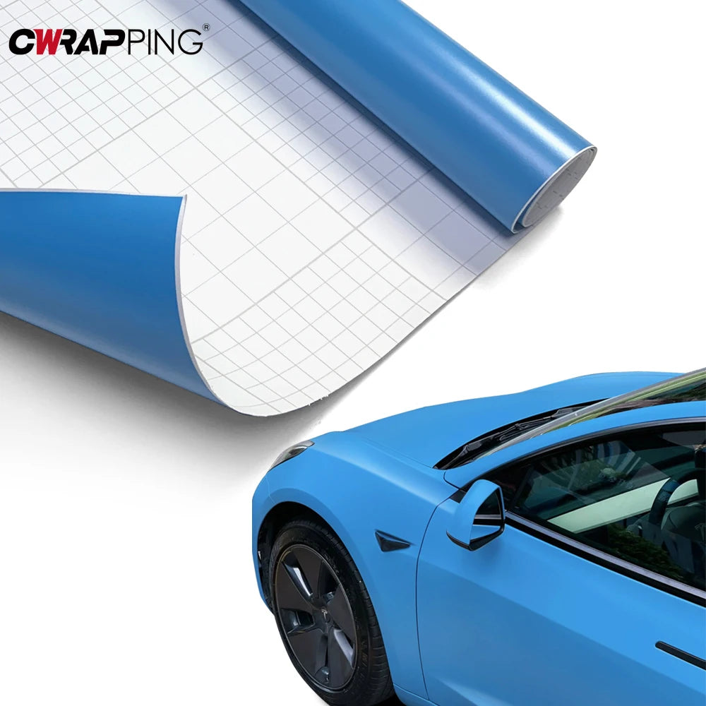 Motorcycle Modification Stickers Sky Blue Matte Vinyl Film Waterproof and Scratch-proof Creative Self-adhesive Auto Accessories