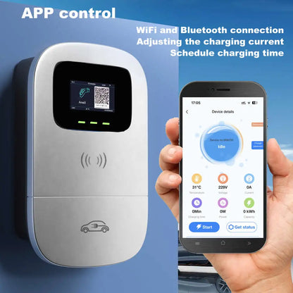 JIGU Type2 Electric Vehicle Charging Station 3 Phase 380V Type 2 EV Charger Charger APP WIFI 22KW Wallbox 5 meters Electric Car