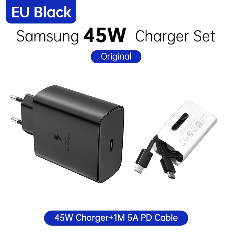 SAMSUNG 25W Charger 45W Adapter PD Type C Super Fast Charging Samsung Galaxy S26 S25 S24 S23 S22 Ultra A54 A34 Power Chargeur EU