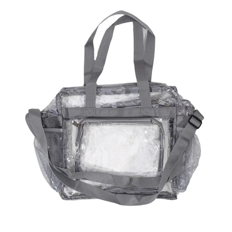 Portable PVC Transparent Shoulder Crossbody Bag Tote Satchel Handbag for Women Lady Large Capacity Clear Bag Shopping Handbag